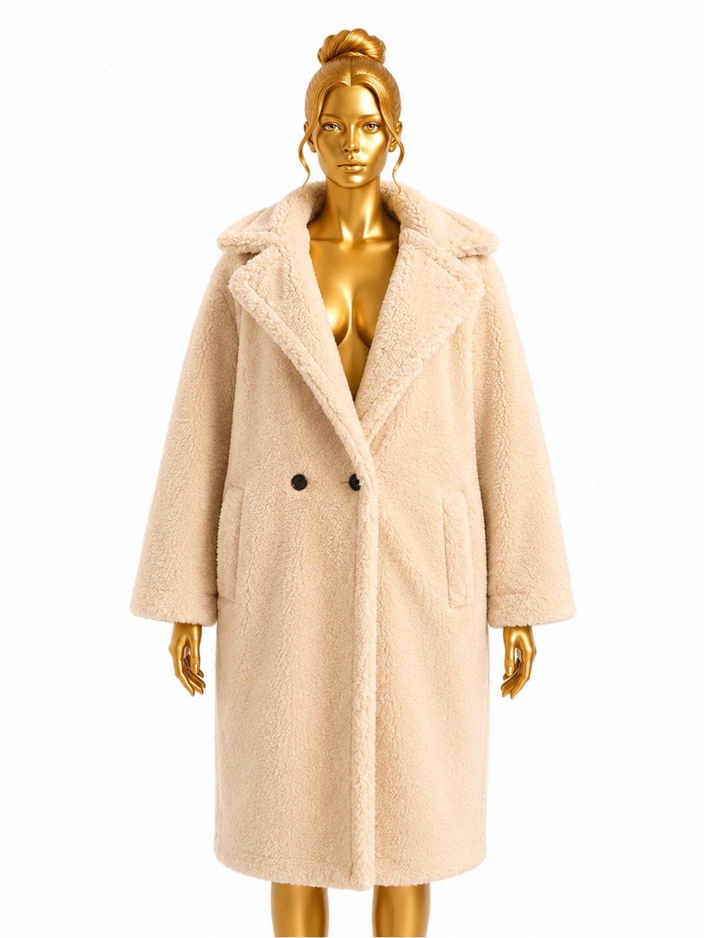 Boohoo Cream Teddy Long Coat